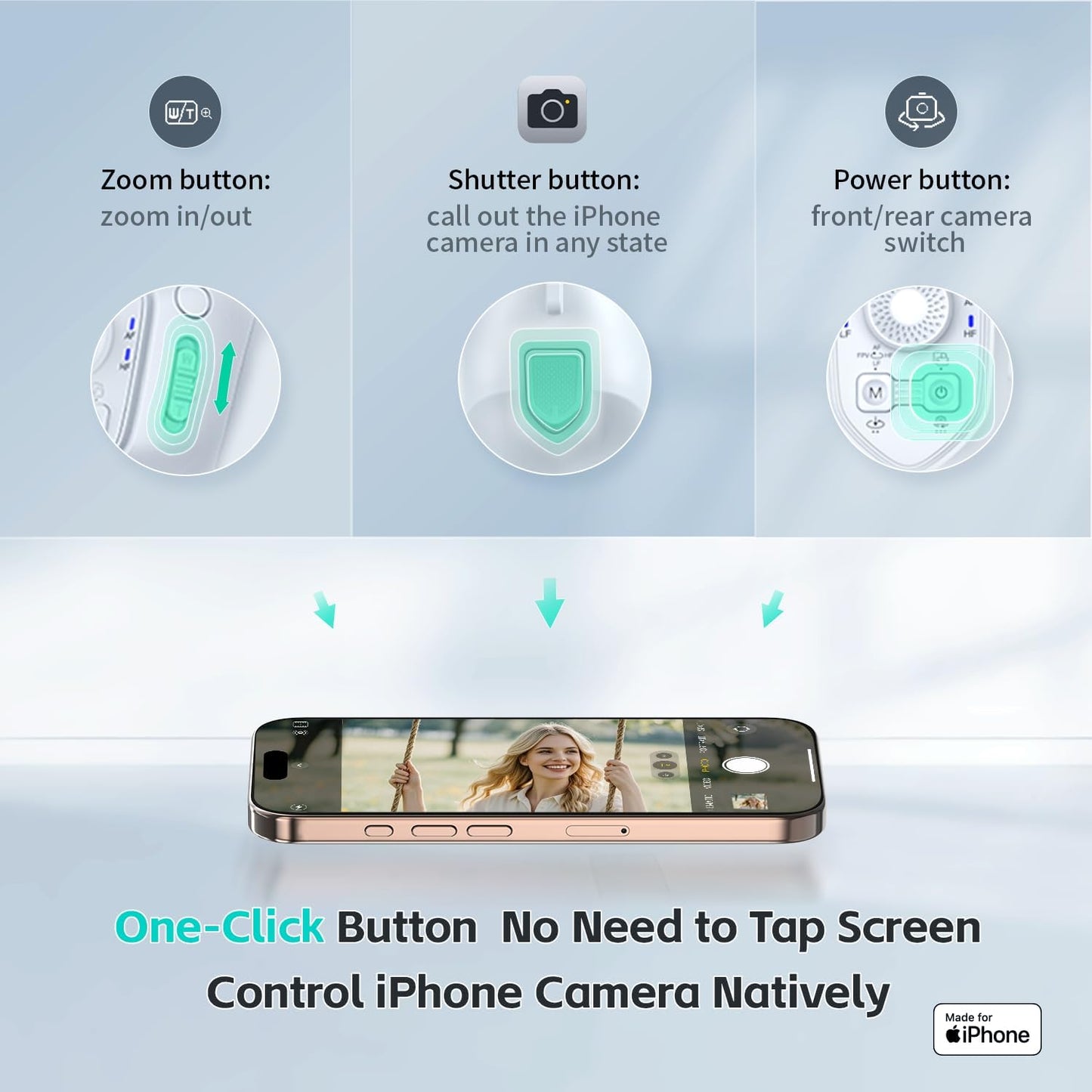 MOGO Only for iPhone, Gimbal Stabilizer for iPhone, [Apple MFi Certified] Cell Phone Gimbal Stabilizer with 360 Degree Tracking for Video Recording, NFC Pair and Magnetic for iPhone 16 Pro Max