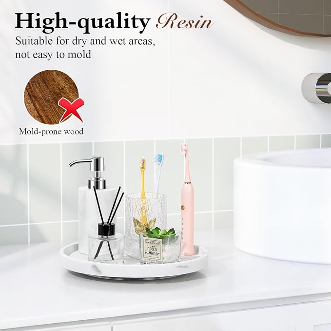 Luxspire Turntable Lazy Susan for Table Top, Marble Round Tray 10.63 inch - Image 4
