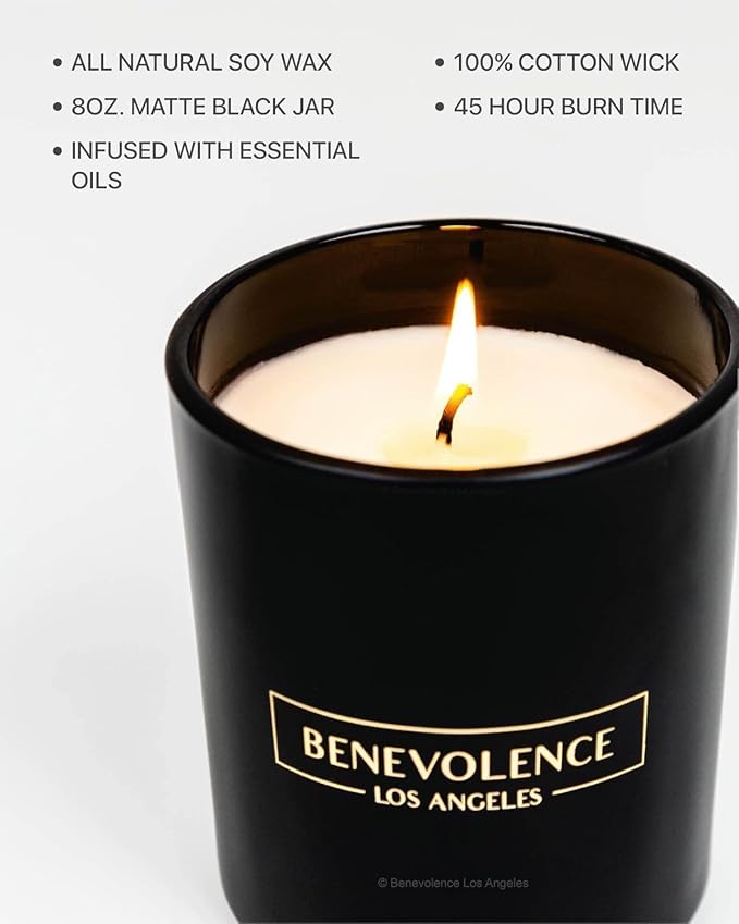 Benevolence LA Rose & Sandalwood Scented Candle | Soy Christmas Candles - Image 3