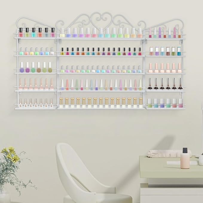 5 Tiers Wall-Mounted Nail Polish Storage Racks Metal Nail Polish Holder - Image 7