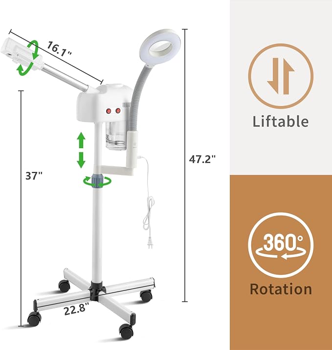 2 in 1 Facial Steamer with 3X Magnification Light, Deep Cleaning - Image 3