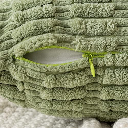 MIULEE Corduroy Decorative Throw Pillow Covers 20x20 Sage Green Pack of 2 - Image 3