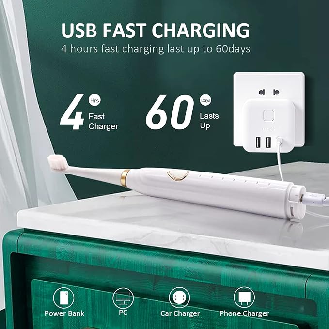 Sonic Electric Toothbrush, USB Rechargeable Powerful Sonic Cleaning Tooth Brush - Image 5
