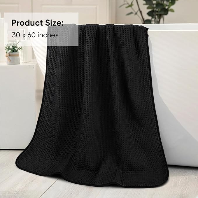 HOMEXCEL Waffle Bath Towels Set 4 Pack, Premium Microfiber Bathroom Towels - Image 6