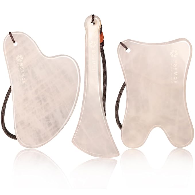 Skin Care Set, 1 Pack 3 in 1 Jade Gua Sha Massager, Guasha Tool by Lusomch