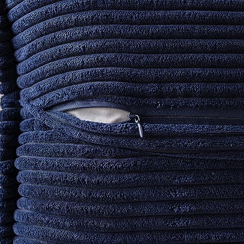 MIULEE Navy Blue Corduroy Decorative Euro Sham Pillow Covers 24x24 Inch - Image 3