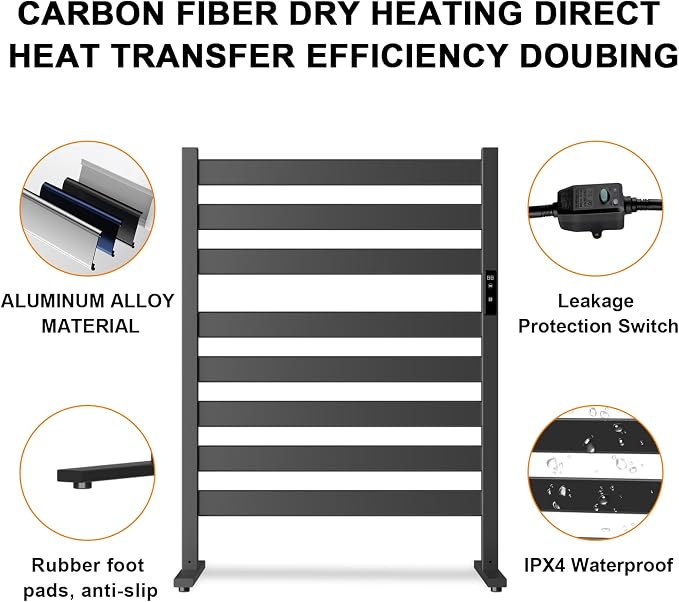 Towel Warmers for Bathroom, Heated Towel Racks, Upgraded Extra-Wide Heating Area - Image 5