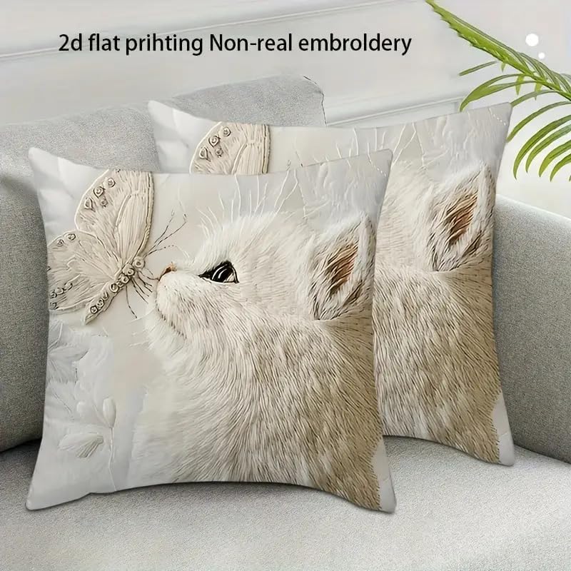 2D Flat Print Decorative Throw Pillow Covers, Square Cushion Cases, 2 - Image 7