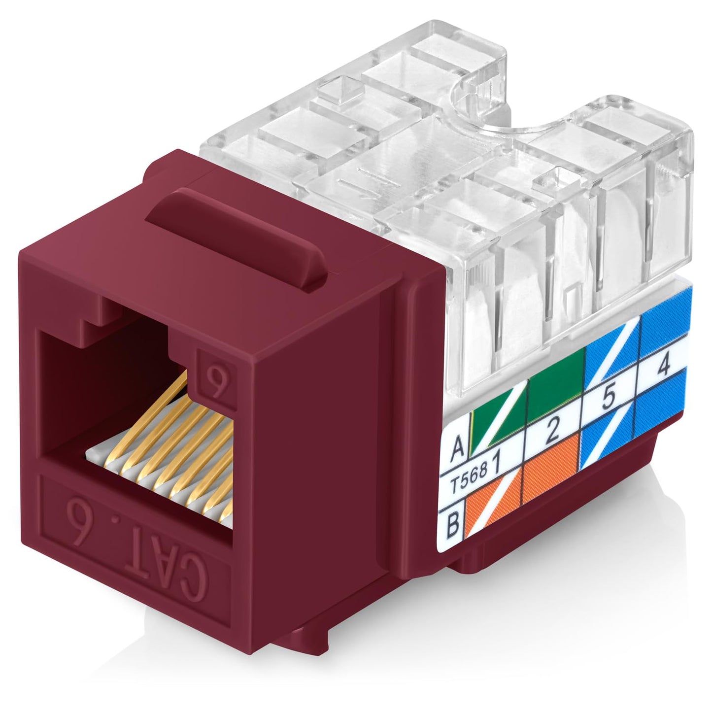 Everest 90° Angled RJ45 Cat6 Keystone Jacks 50-Pack in Red - Slim Profile Female RJ45 Connectors - Cat 6 Keystone Jack - Compatible with 90° Angled Speed Termination Tool - easyJACK (B094WB91H3)