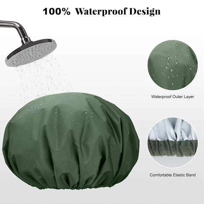 Reusable Shower Cap for Women, Waterproof Shower Cap - Image 2