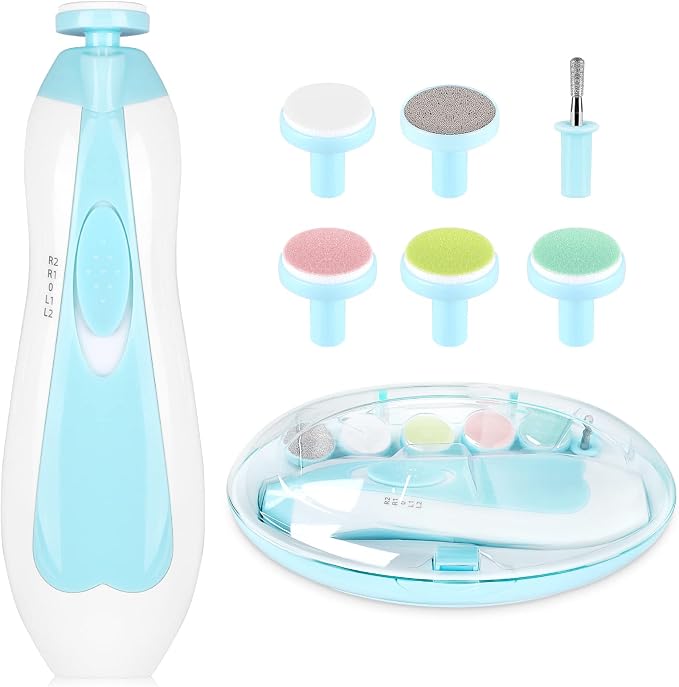 Electric Nail File Drill for Baby No Sharp Claws Hurt, 6 in 1 Safety Cutter by Qunlionslife