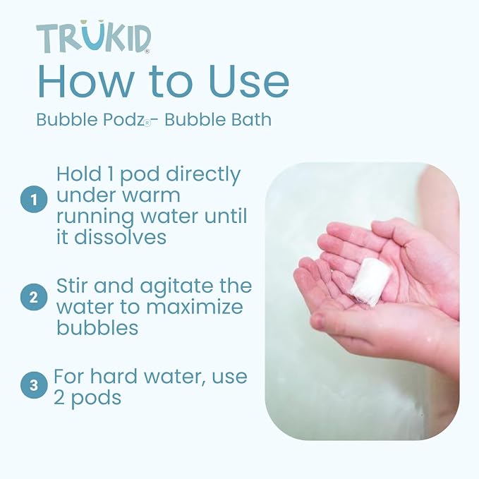 TruKid Bubble Podz Bubble Bath for Kids, & Babies, NEA-Accepted for Eczema - Image 3
