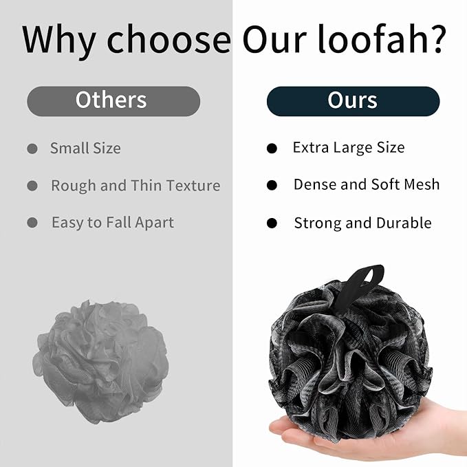 BCKENEY Bath Loofah Shower Sponge Body Back Scrubber Soft Mesh Shower Puffs - Image 3