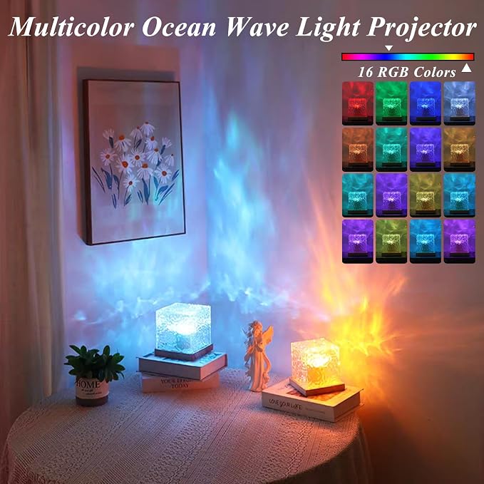 Aurora Ocean Wave Lights Projector No Wiring, Touch Cube Color Changing Light - Image 3