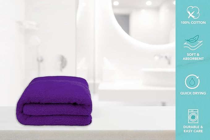 Large Bath Towels Pack of 6 – 24" x 50", 100% Cotton Terry – Soft, Quick-Dry & - Image 7