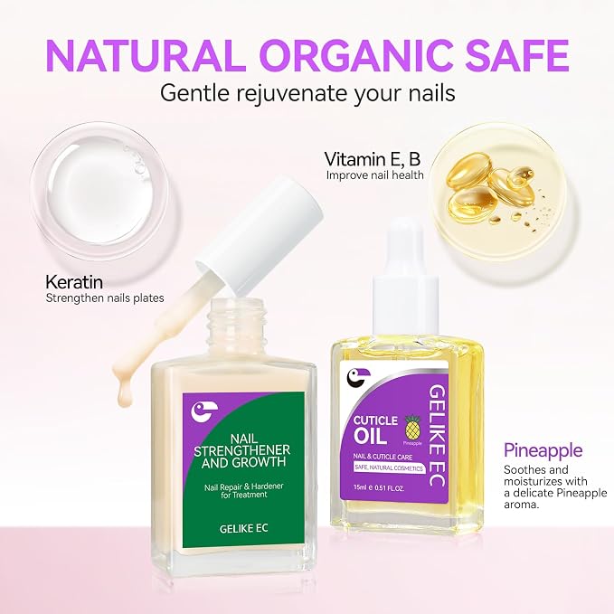 Gelike EC 2-in-1 Nail Rescue Kit: Apricot Nail Nail Growth Treatment & - Image 4