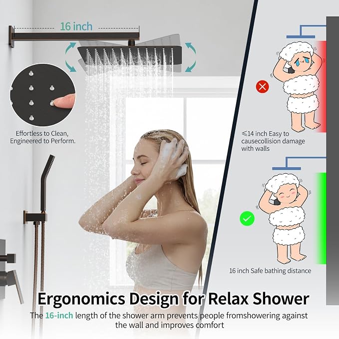 SR SUN RISE Oil Rubbed Bronze Shower System 12 Inches Brass Bathroom Luxury - Image 5