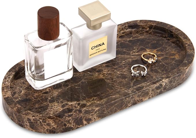 Natural Marble Tray Oval, Bathroom Vanity Tray by Unknown