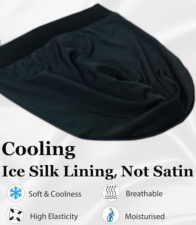 Sleep Cap Bonnet for Sleeping Black Women, Adjustable Cooling Ice Silk Lined - Image 6