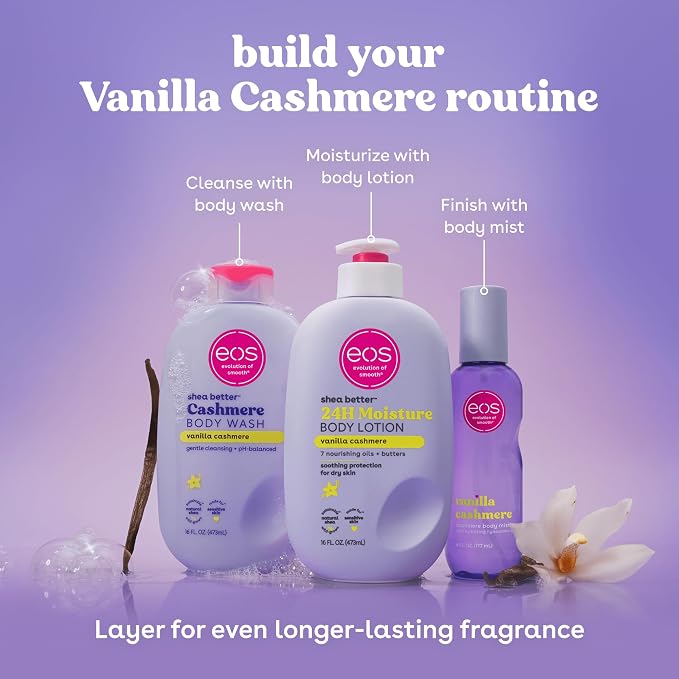 eos Travel Vanilla Cashmere Body Wash- Travel Size Body Wash, Moisturizing - Image 7
