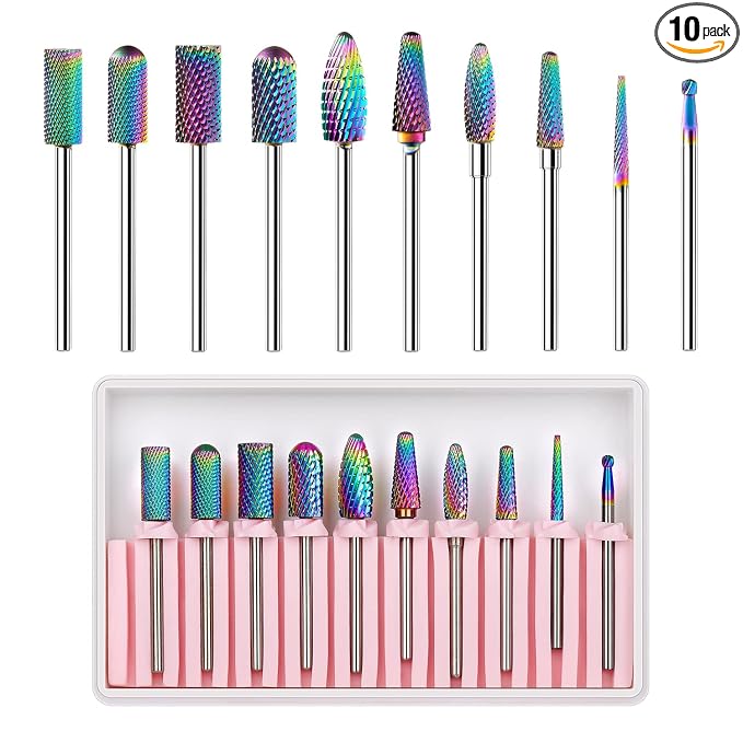 Makartt Nail Drill Bits Set:10Pcs Dimond Tungsten Carbide Nails Bits, 3/32 Inch by Makartt