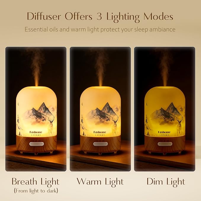Essential Oil Diffuser, Hand Blown Glass Aromatherapy Diffuser, Ultrasonic Cool - Image 5