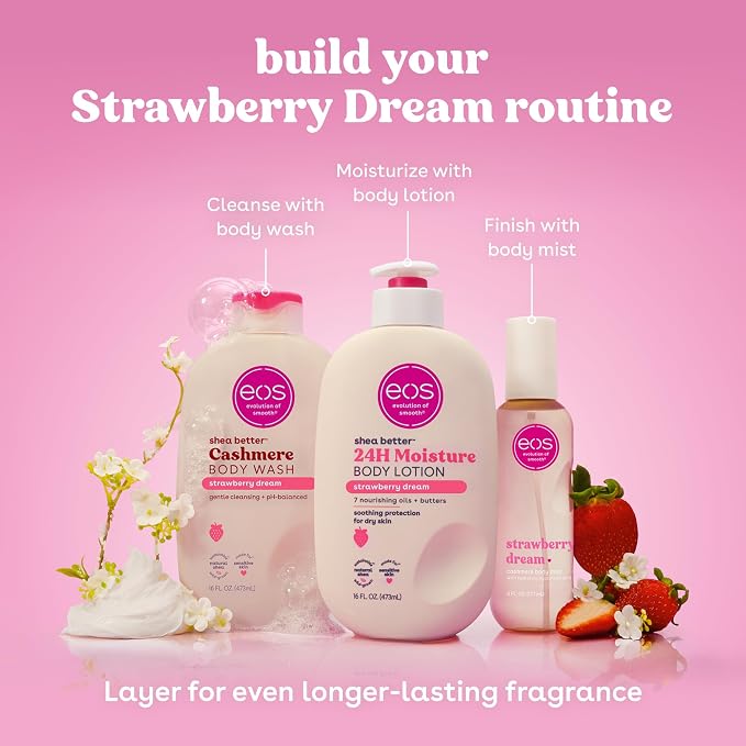 eos Cashmere Body Wash – Strawberry Dreams, Moisturizing Body Wash, Creamy Gel - Image 7