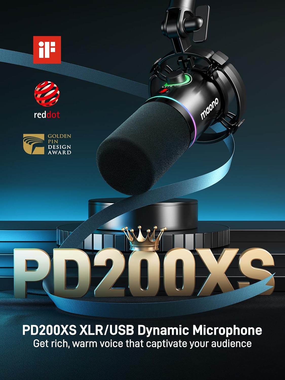 MAONO Gaming Streaming Equipment Bundle: Audio Interface Mixer and XLR Dynamic Mic RGB Noise Reduction Live Streaming Podcasting MaonoCaster PD200XS&G1 NEO