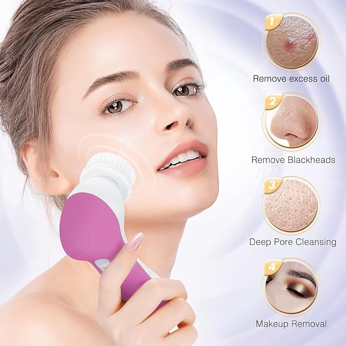 COSLUS Facial Cleansing Brush Silicone Face Scrubber: 2 in1 FBS-D Electric - Image 8