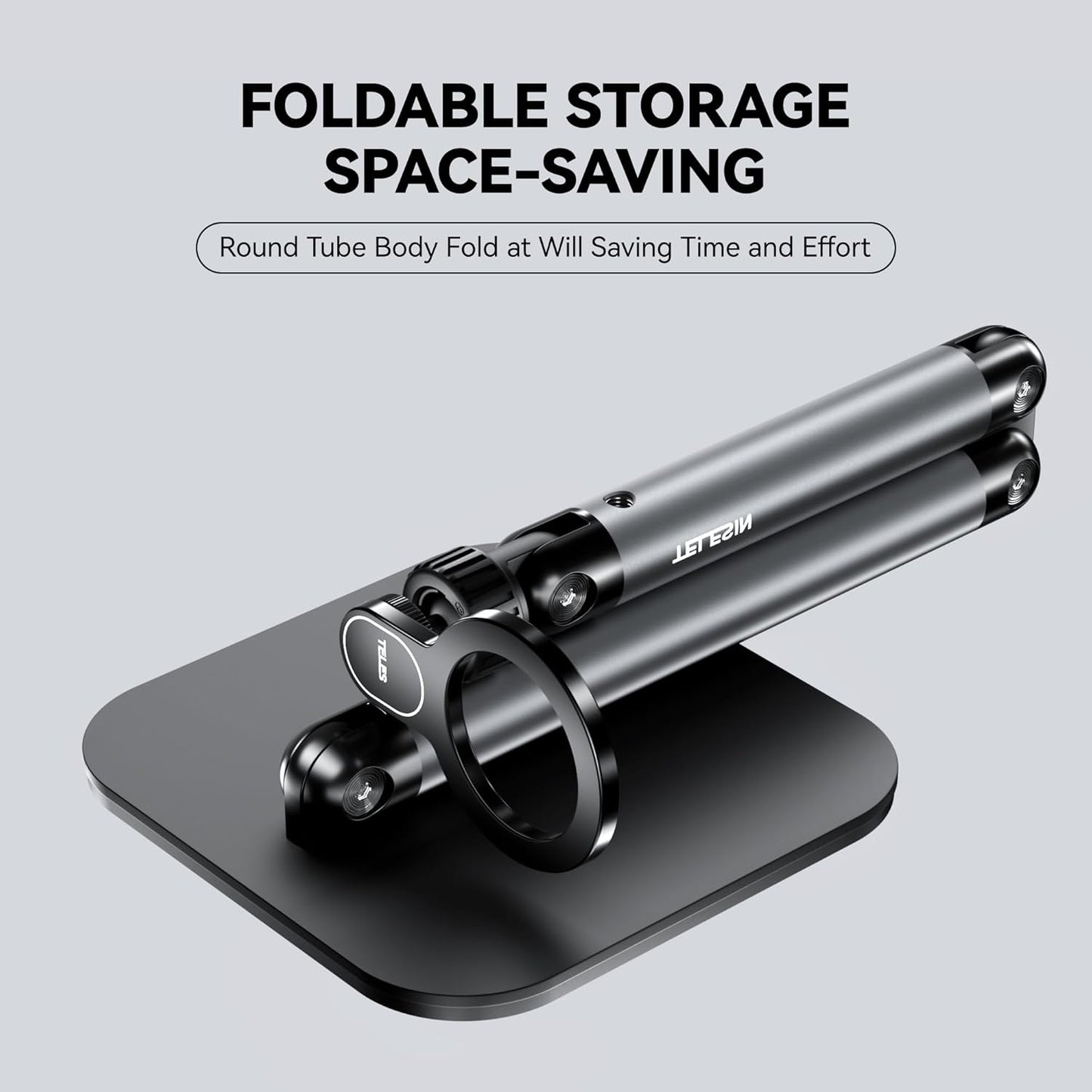 Phone Holder For Desk, With Magnetic Design, Tablet Stand for iPad, With Heavy Duty Metal Base, Desktop Stand Holder With 360° Rotation, Height & Angle Adjustable, For Video Calls, Vlog Recording