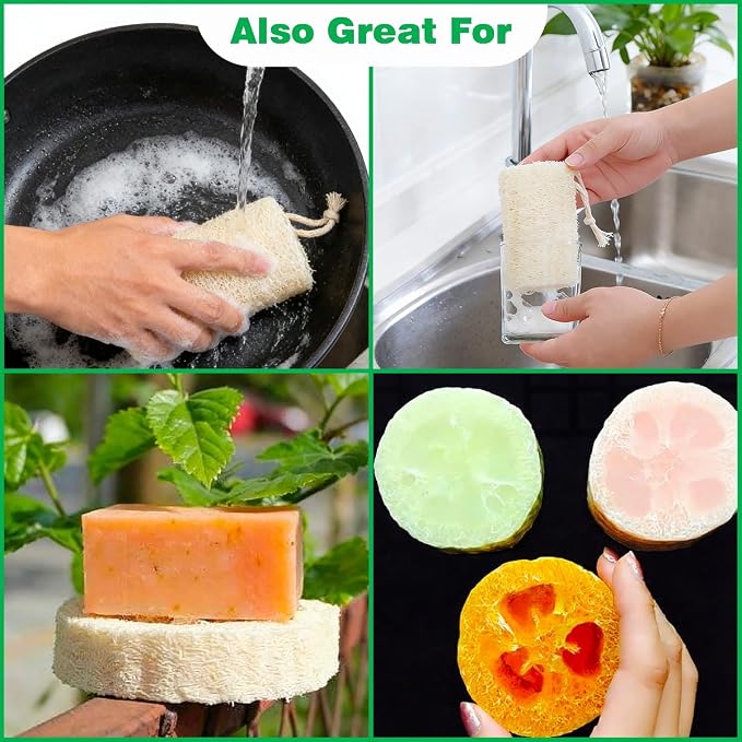 pisdoplop Natural Loofah Exfoliating Body Sponge Scrubber, 4 inch-Long Organic - Image 4
