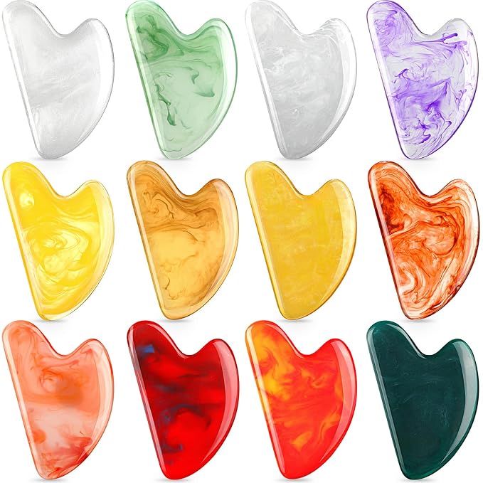 Sherr 12 Pcs Gua Sha Facial Tools Resin Heart Shaped Massage Guasha Tool by Sherr