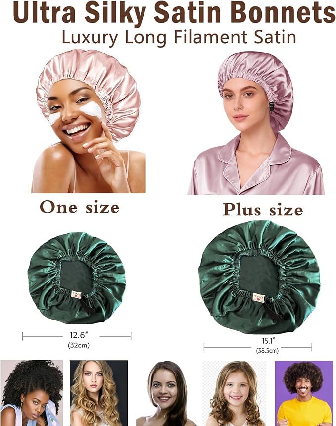 3Pcs Hair Bonnets For Sleeping Satin Bonnet For Women Silk Bonnets Womens Curly - Image 4