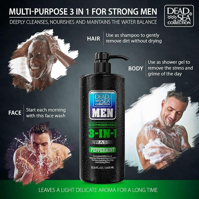 Dead Sea Collection Peppermint Men’s Body Wash – 3 in 1 Body Wash - Image 2