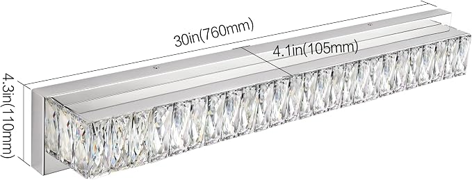 ZUZITO Modern Bathroom Light Fixtures Over Mirror 30 inch Crystal Chrome LED - Image 4