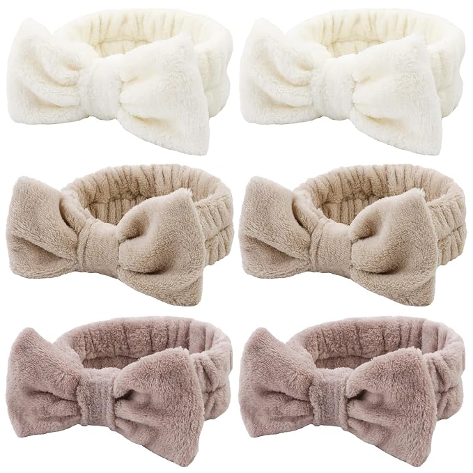 WHAVEL 6 Pack Spa Makeup and Facial Microfiber Bow Headbands by Whavel