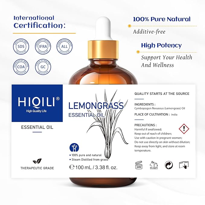 HIQILI Lemongrass Essential Oil, 100% Pure Natural Undiluted Premium Oils - Image 7