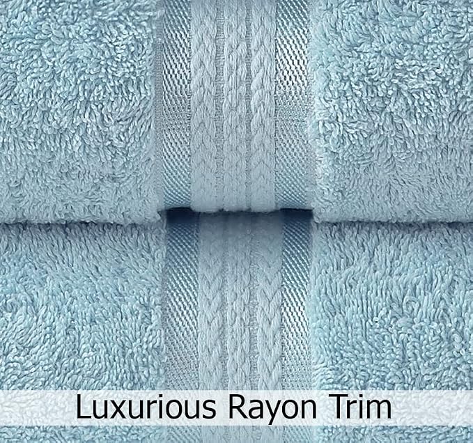 Cotton Craft - 6 Pack - Ultra Soft Extra Large Hand Towels 16x28 Light Blue - - Image 3