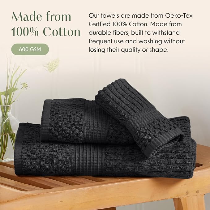 Springtree Home 100% Cotton Bath Towel Set of 4 | Super Soft & Absorbent - Image 3