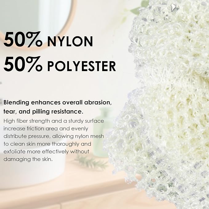 INNERNEED Exfoliating Net Cover Sponge Bath Scrubbing Loofah Rough Washcloth - Image 5