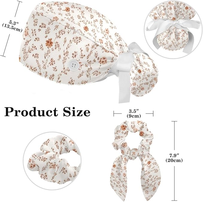 Scrub Caps Women Nursing Hats Floral Flowers - Image 2