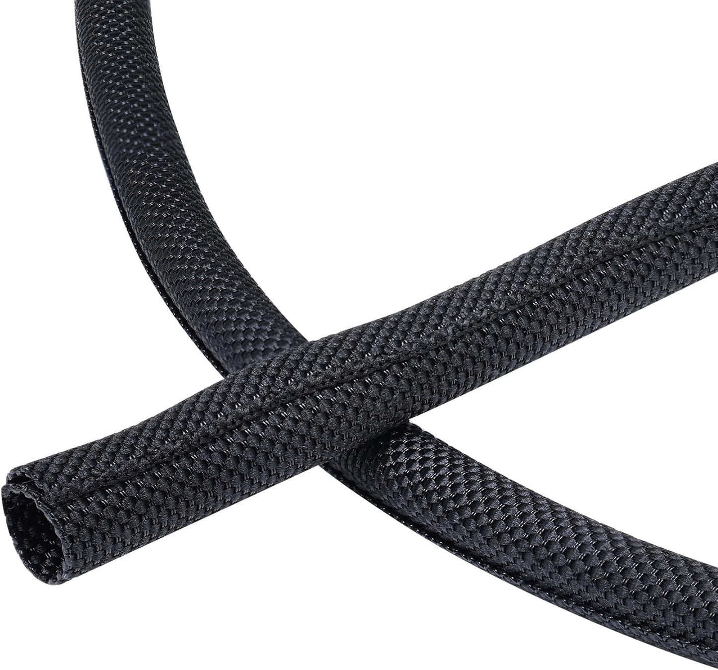 Black Braided Cable Management Sleeves Wire Loom Tubing Cord Protector Self-Wrapping (1/4"-30Feet)