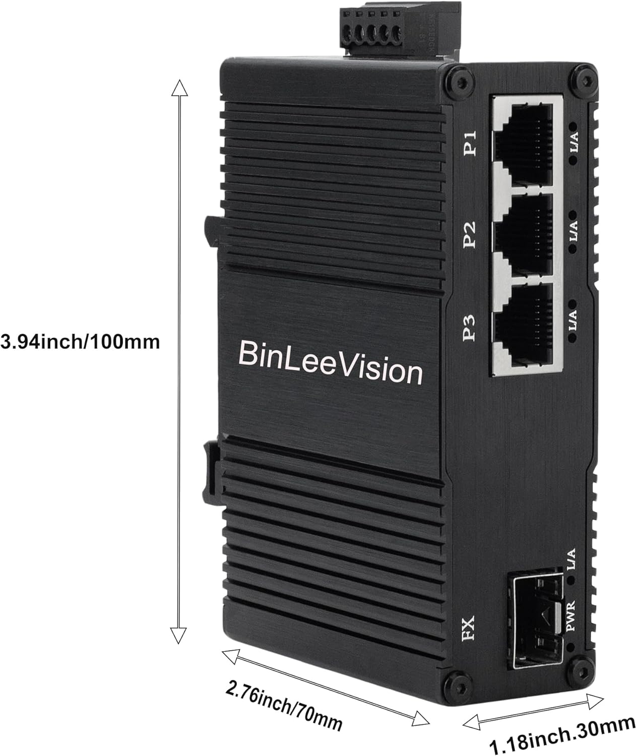 Industrial Mini Gigabit Ethernet Switch 3-Port RJ45 10/100/1000BASE-T+1-Port SFP Slot,Unmanaged Network Switch,Network Hub,Dinrail Mount or Wall-Mount,Plug & Play,Fanless (3 RJ45+ 1SFP)