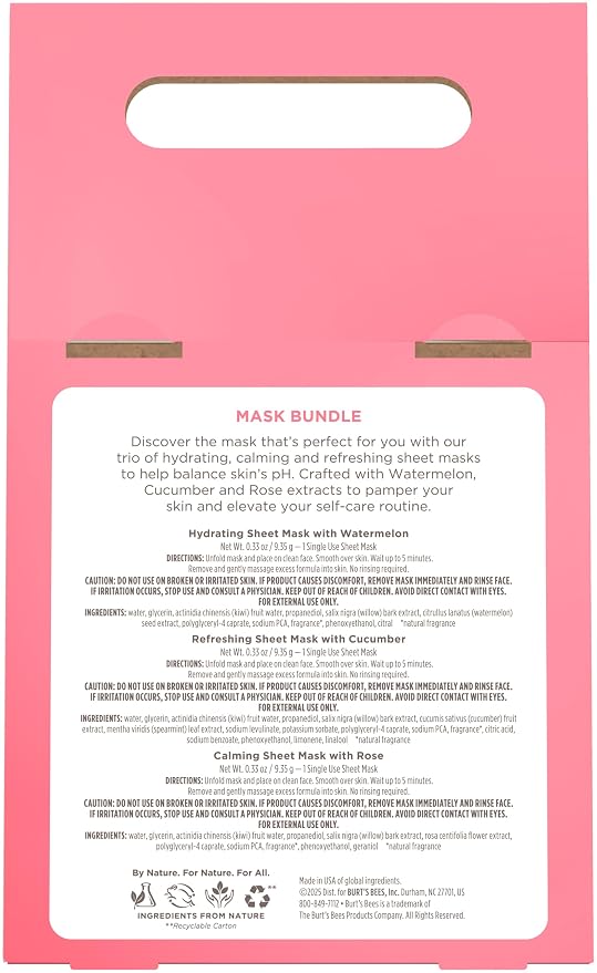 Burt's Bees Mothers Day Gifts, Face Mask Bundle Set, Hydrating Watermelon - Image 6