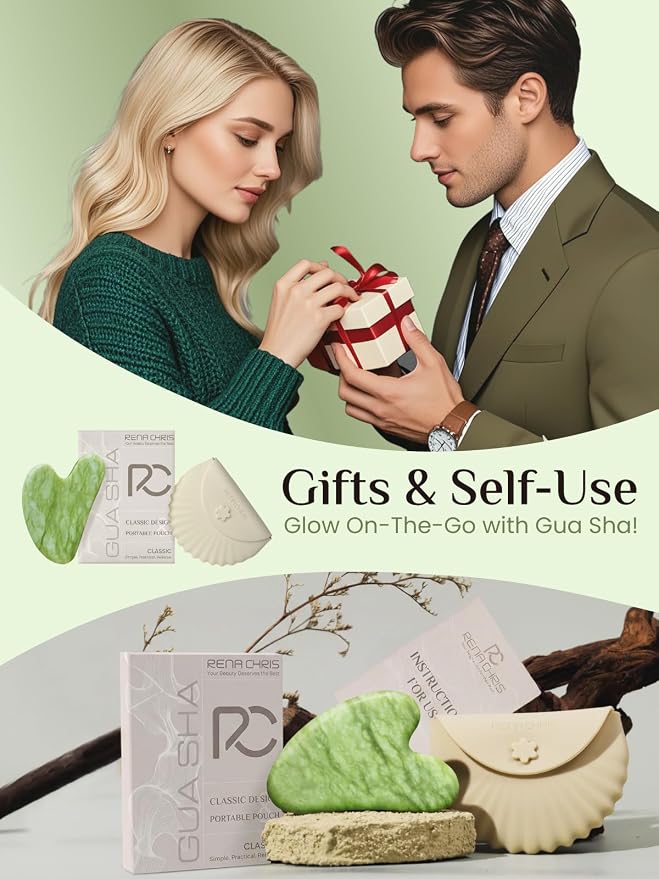 Rena Chris Gua Sha Facial Tools, Jade Guasha Tool - Image 6