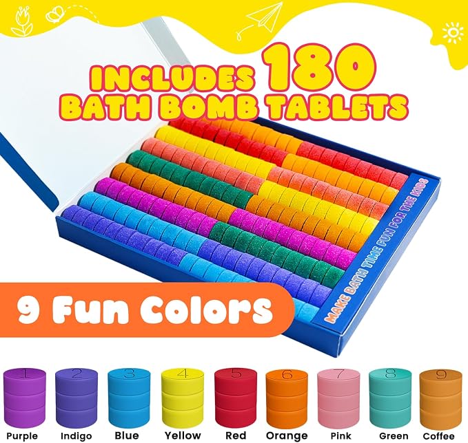 Bath Bombs for Kids, Boys Girls Mothers Day Gifts for Kids, 180 Mini Color - Image 2