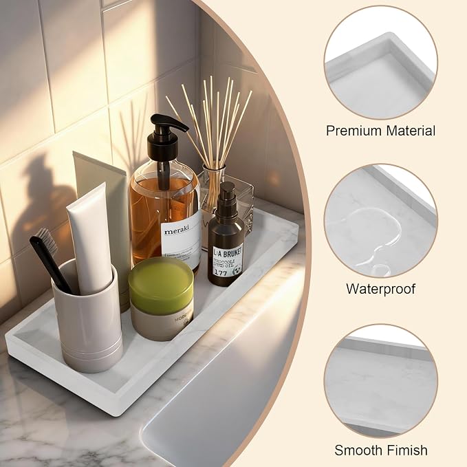Silicone Bathroom Vanity Tray, 7.8 x 3.9 Inch Perfume Trays - Image 2