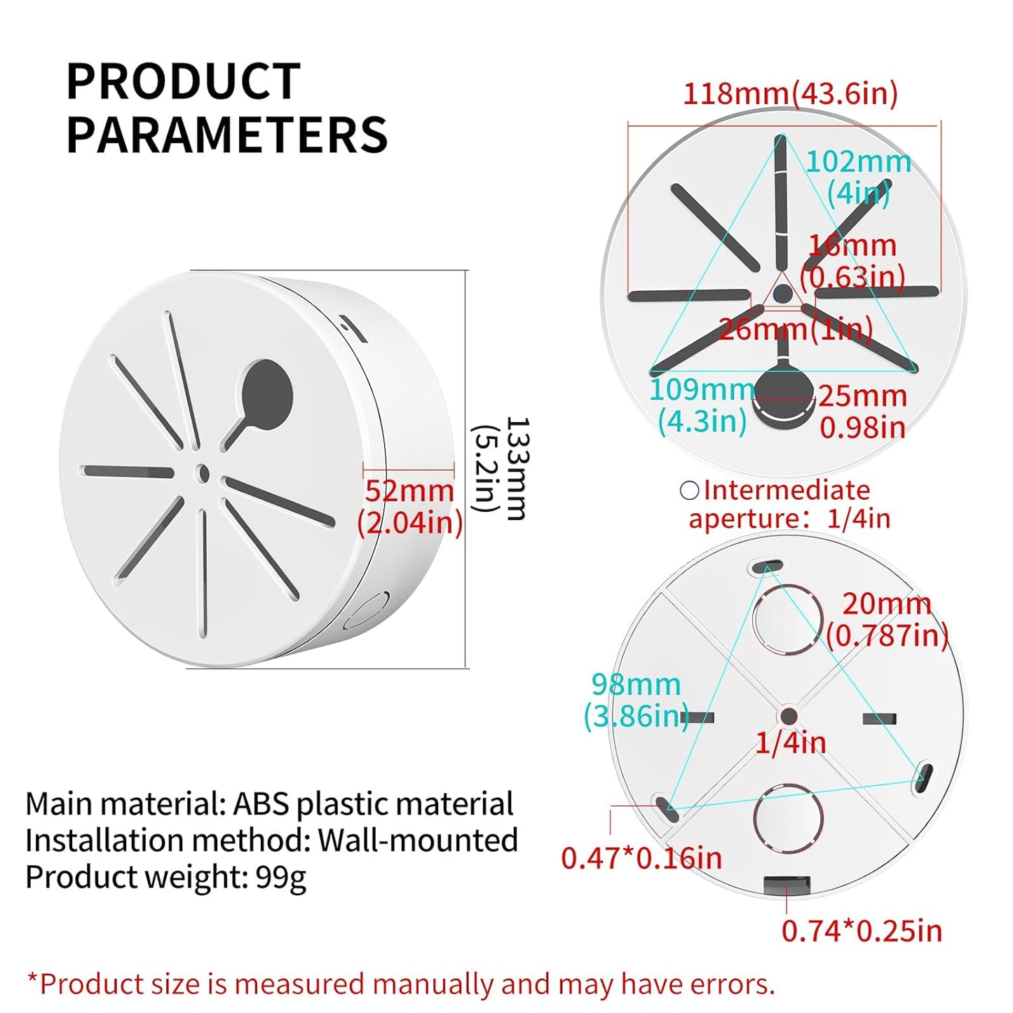 ZT-NET Universal Bullet Security Mount Box Dome Camera Junction Box Bracket Hide Cable ABS Plastic Enclosure Indoor Camera Cover CCTV Surveillance White 1 Pack (Not Included Camera)