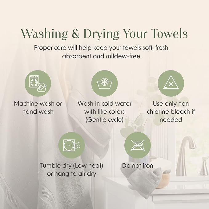 Springtree Home Luxury Bamboo Rayon Bath Towel Set 6 Piece Set | 35% Bamboo - Image 9