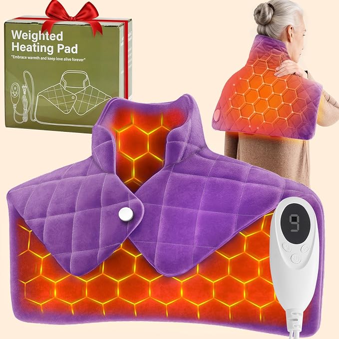 Purple Weighted Heating Pad for Neck Shoulders and Back, Mothers Day Gifts for by OCTROT